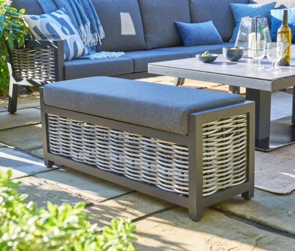 Langham Large Corner Lounge Set with Height Adjustable Table & Bench - Grey (Seats 8) - Image 5