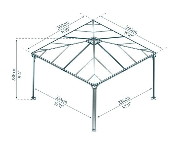 Palermo 3600 Aluminium Grey Gazebo & Pergola - Canopia by Palram - Image 5
