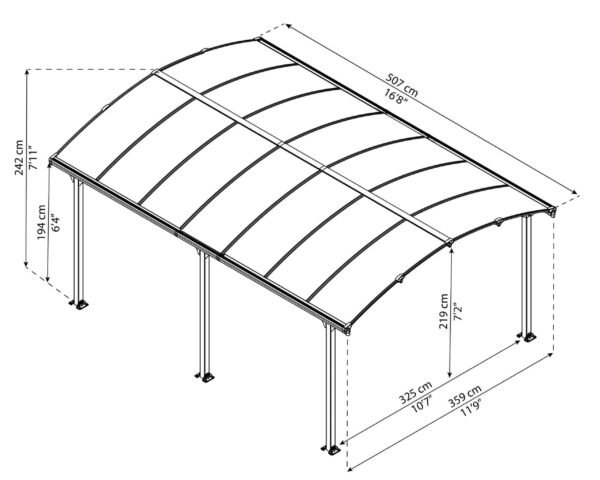 Tucson 5000 Aluminium Grey Gazebo & Pergola - Canopia by Palram - Image 4