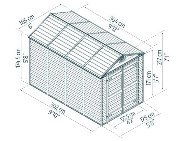 SkyLight Plastic 6x10 Dark Grey Apex Garden Shed - Canopia by Palram - Image 4