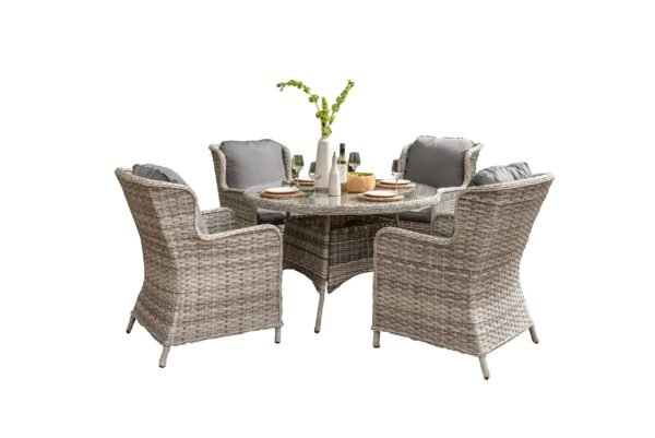 Wroxham 4 Seat Wicker Weave Garden Dining Set with 4 Chairs - Image 3