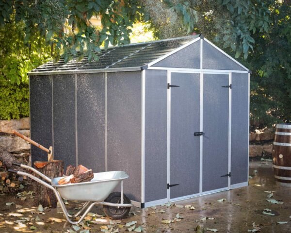 Rubicon 8 x 10 Plastic Apex Garden Shed With Floor - Dark Grey - Canopia by Palram - Image 5