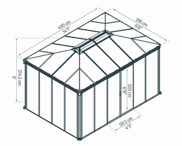 Ledro 4300 Enclosed Aluminium Grey Gazebo & Pergola - Canopia by Palram - Image 6