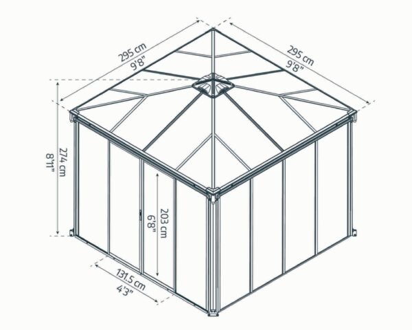 Ledro 3000 Enclosed Aluminium Grey Gazebo & Pergola - Canopia by Palram - Image 6