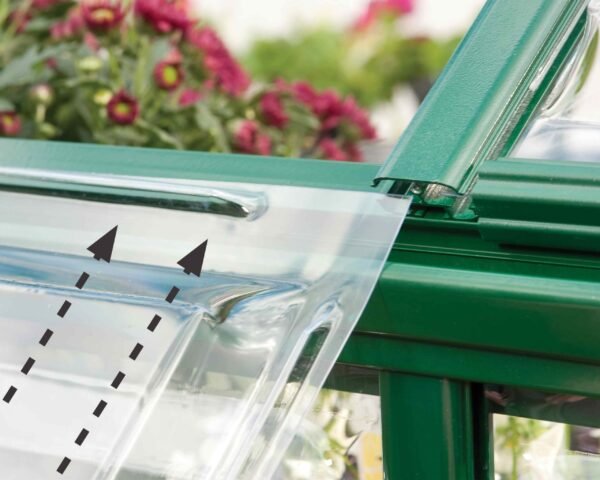 Harmony Aluminium Frame 6ft x 8ft Polycarbonate Greenhouse in Green - Canopia by Palram - Image 6