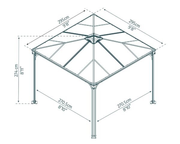 Palermo 3000 Aluminium Grey Gazebo & Pergola - Canopia by Palram - Image 4