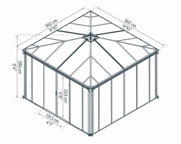 Ledro 3600 Enclosed Aluminium Grey Gazebo & Pergola - Canopia by Palram - Image 4