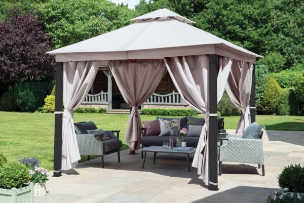 Norfolk Leisure Luxury Gazebo 3x3m with LED - Taupe Curtains