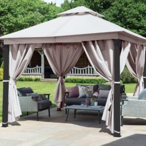 Norfolk Leisure Luxury Gazebo 3x3m with LED - Taupe Curtains
