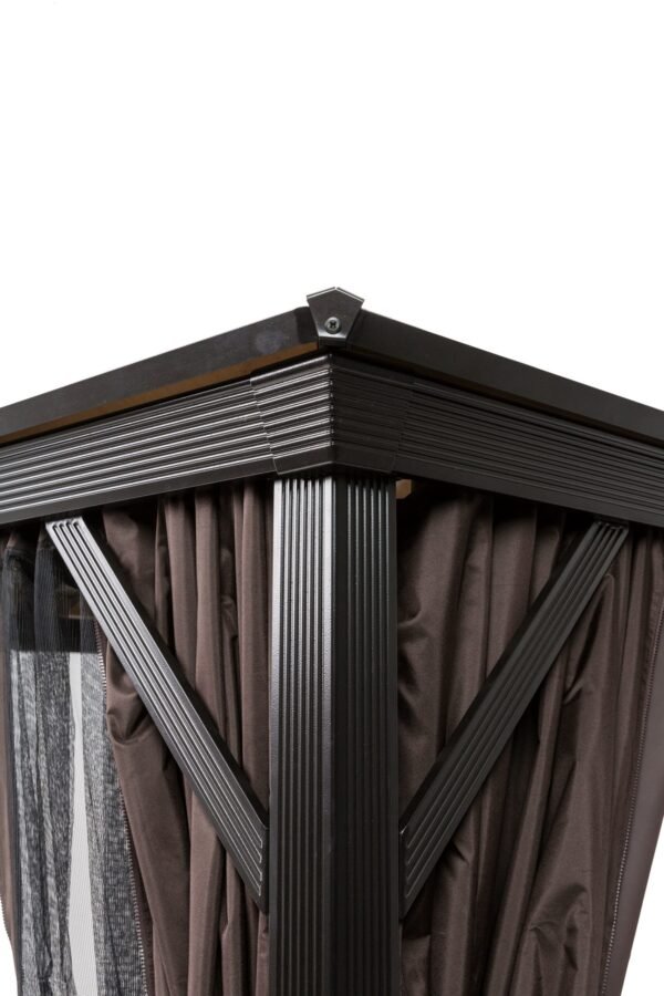 Runcton Polycarbonate 3.6m Aluminium Pergola Gazebo with Curtains - Image 5