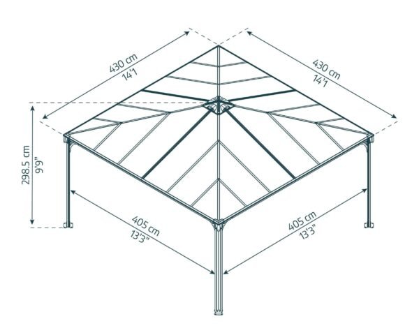 Palermo 4300 Aluminium Grey Gazebo & Pergola - Canopia by Palram - Image 4