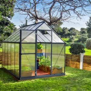 Mythos Aluminium Frame 6ft x 10ft Grey Polycarbonate Greenhouse - Canopia by Palram