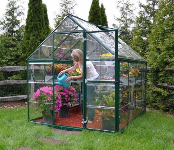 Harmony Aluminium Frame 6ft x 8ft Polycarbonate Greenhouse in Green - Canopia by Palram - Image 4