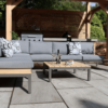 Aspen Teak 6 Seat Modular Garden Corner Lounge Sofa Set Set with Coffee Table