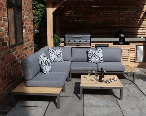 Aspen Teak 5 Seat Mini Garden Corner Lounge Sofa Set with Coffee Table - Image 3