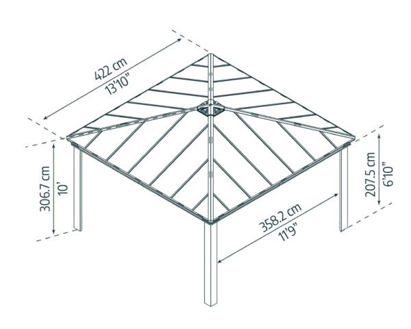 Dallas 14ft x 14ft Grey Gazebo & Pergola Kit - Canopia by Palram - Image 4