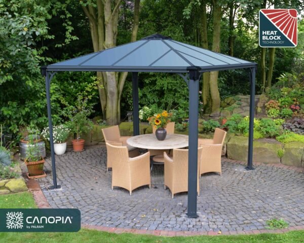 Palermo 3000 Aluminium Grey Gazebo & Pergola - Canopia by Palram - Image 5