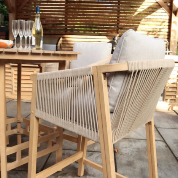 Roma Bar Set: 100cm Round Sunray High Bar Table with 4 Deluxe Bar Stools - Image 5