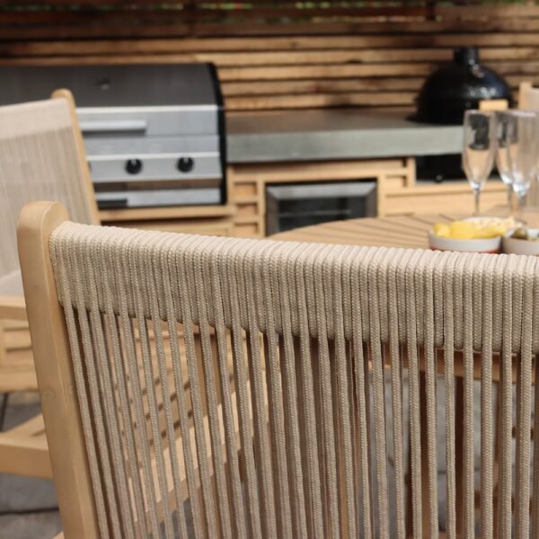 Roma Bar Set: 100cm Round Sunray High Table with 4 High Rope Bar Stools - Image 4
