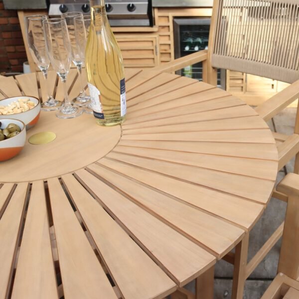 Roma Bar Set: 100cm Round Sunray High Table with 4 High Rope Bar Stools - Image 5