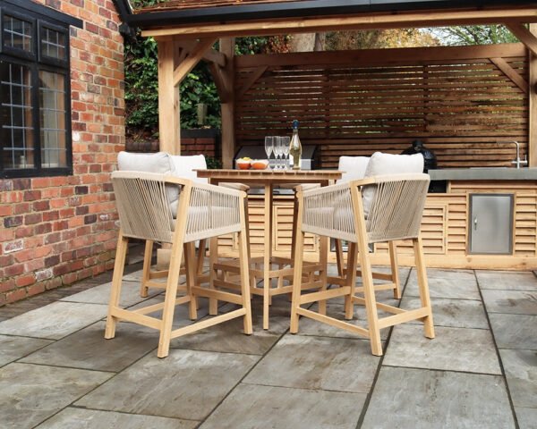Roma Bar Set: 100cm Round Sunray High Bar Table with 4 Deluxe Bar Stools - Image 3