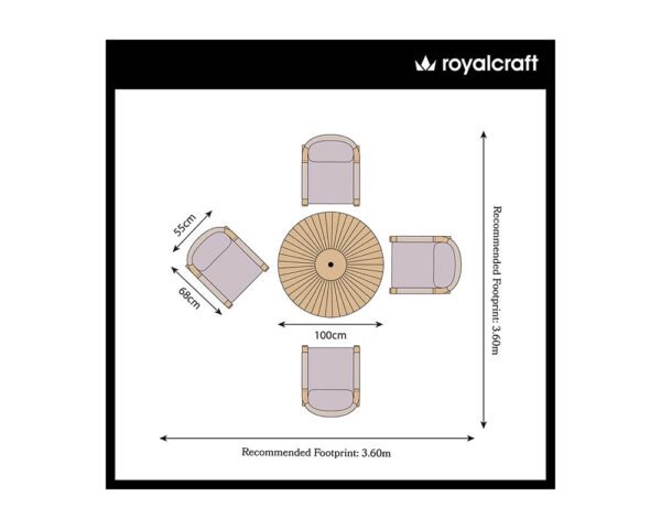 Roma Bar Set: 100cm Round Sunray High Bar Table with 4 Deluxe Bar Stools - Image 6