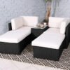 Berlin Black Rattan 4 Seater Garden Lounge Relaxer Set