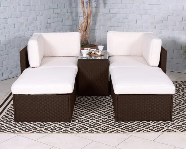 Berlin Brown Rattan 4 Seater Garden Lounge Relaxer Set - Image 4