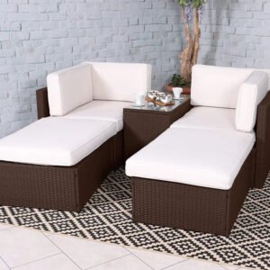 Berlin Brown Rattan 4 Seater Garden Lounge Relaxer Set