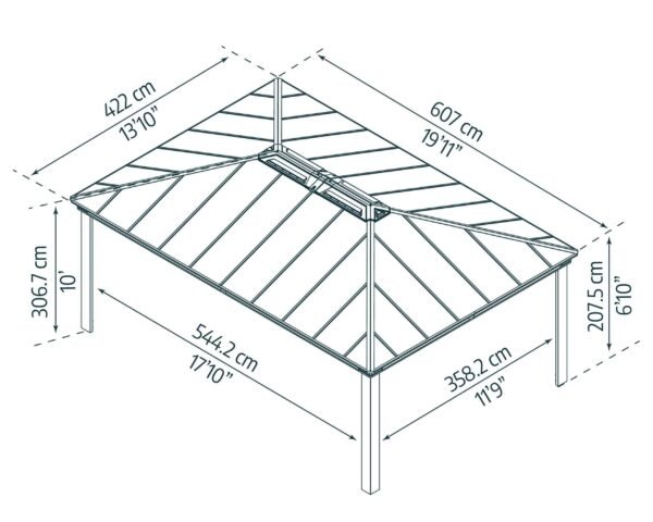 Dallas 14ft x 20ft Aluminium Grey Gazebo & Pergola Kit - Canopia by Palram - Image 3