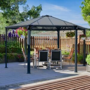 Monaco Hexagonal Aluminium Grey Garden Gazebo & Pergola - Canopia by Palram