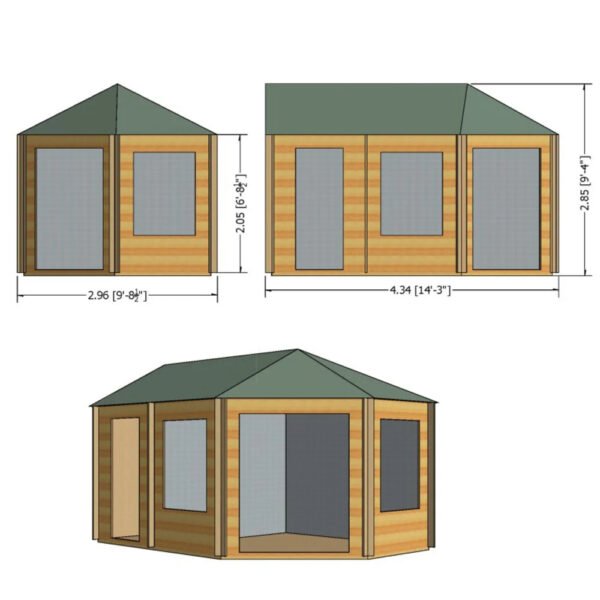 Shire 10x14 Leygrove 28mm Corner Log Cabin - Image 5