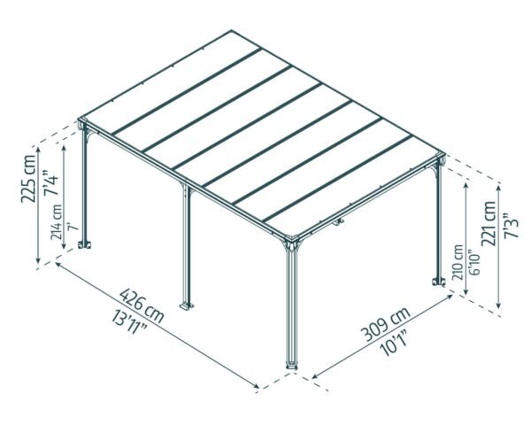 Milano 4300 Aluminium Grey Gazebo & Pergola - Canopia by Palram - Image 4