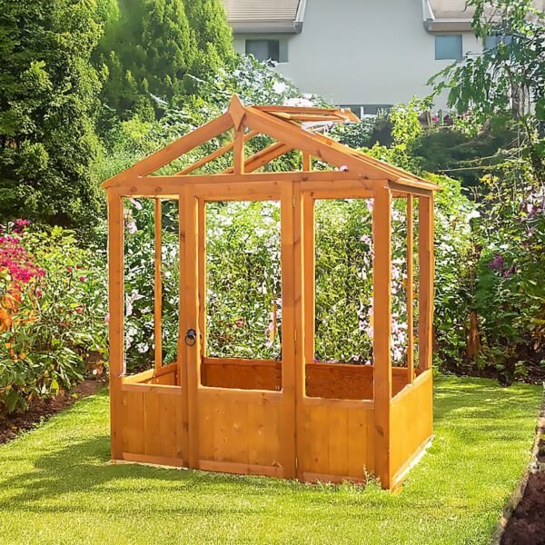 Holkham Small 4x6 Wooden Glass Greenhouse - Image 3