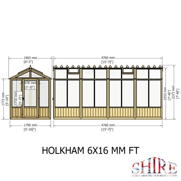 Holkham Large 16x6 Wooden Glass Greenhouse - Image 11