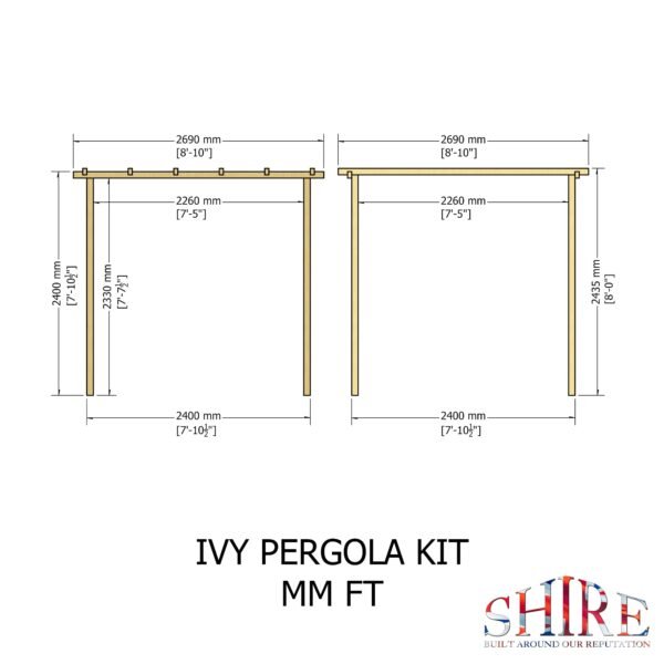 Shire 8x8 Ivy Wooden Pergola Kit - Image 6