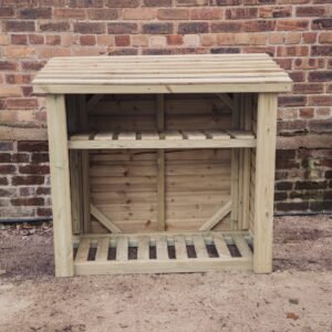 Wooden 4ft x 4ft Garden Log Store with Kindle Shelf - Churnet Valley