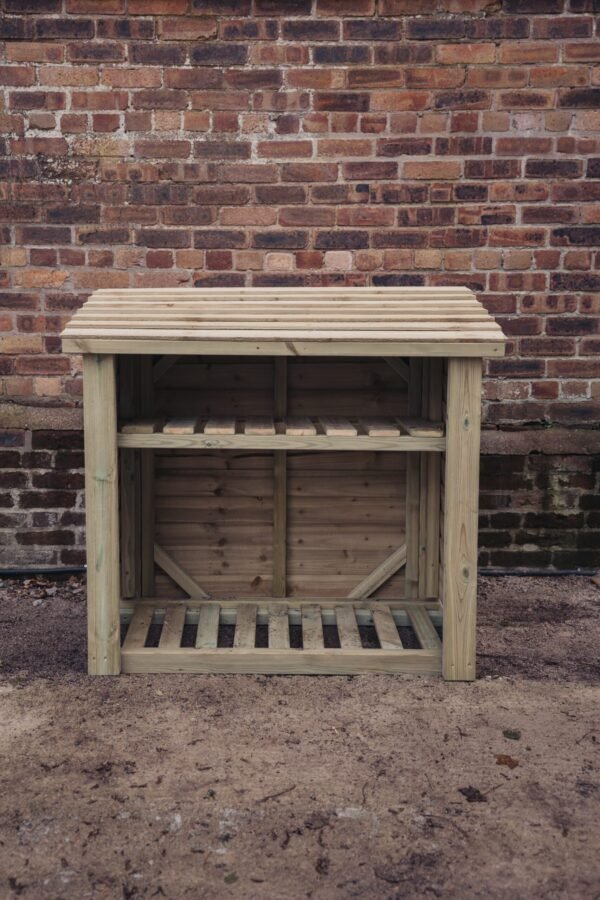 Wooden 4ft x 4ft Garden Log Store with Kindle Shelf - Churnet Valley - Image 4