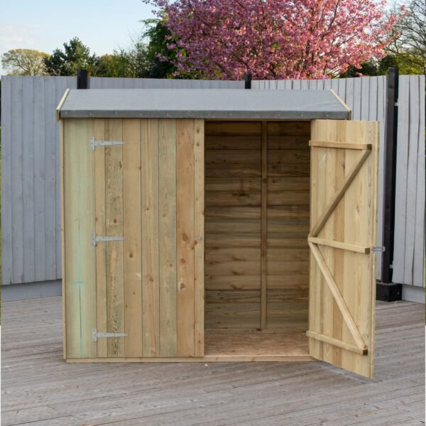 Shire 6x3 Pressure Treated Overlap Pent Garden Shed with Double Doors - Image 4