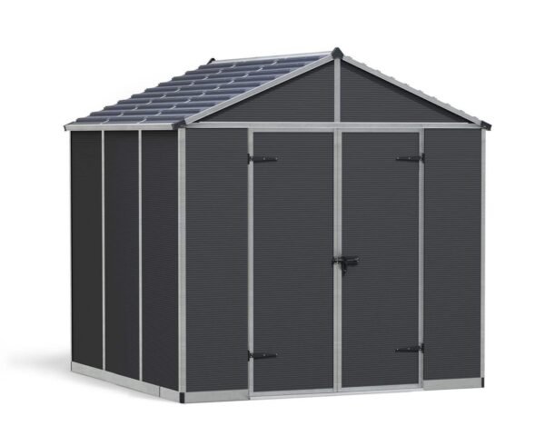 Polycarbonate 8x8 Dark Grey Rubicon Garden Shed with Aluminium Frame - Canopia by Palram - Image 5