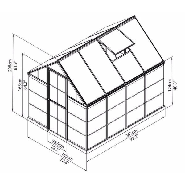 Hybrid Aluminium Frame 6x8 Green Polycarbonate Greenhouse - Canopia By Palram - Image 4