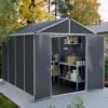 Rubicon 8 x 10 Plastic Apex Garden Shed With Floor - Dark Grey - Canopia by Palram