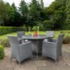 Paris 4 Seater Rattan Carver Garden Dining Set with 110cm Round Table - Grey