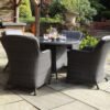 Paris 4 Seater Rattan Imperial Garden Dining Set with 110cm Round Glass Top Table - Grey