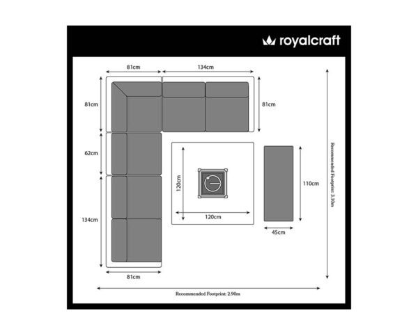Paris Rattan Modular Corner Lounge Dining Set with Gas Fire Pit Table (120cm) - Image 10