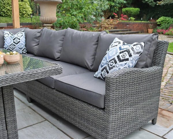 Paris Rattan Modular Corner Lounge Dining Set with Gas Fire Pit Table (120cm) - Image 9