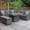 Paris Rattan Modular Corner Lounge Dining Set with Gas Fire Pit Table