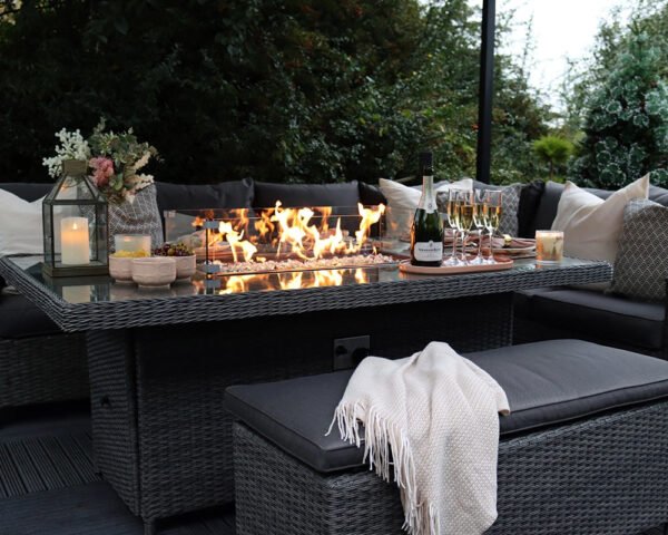 Paris Rattan Modular Corner Lounge Dining Set with Large Gas Fire Pit Table (170cm) - Image 6