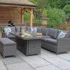 Paris Rattan Modular Corner Lounge Dining Set with Large Gas Fire Pit Table (170cm)