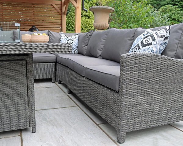 Paris Rattan Modular Corner Lounge Dining Set with Large Gas Fire Pit Table (170cm) - Image 4